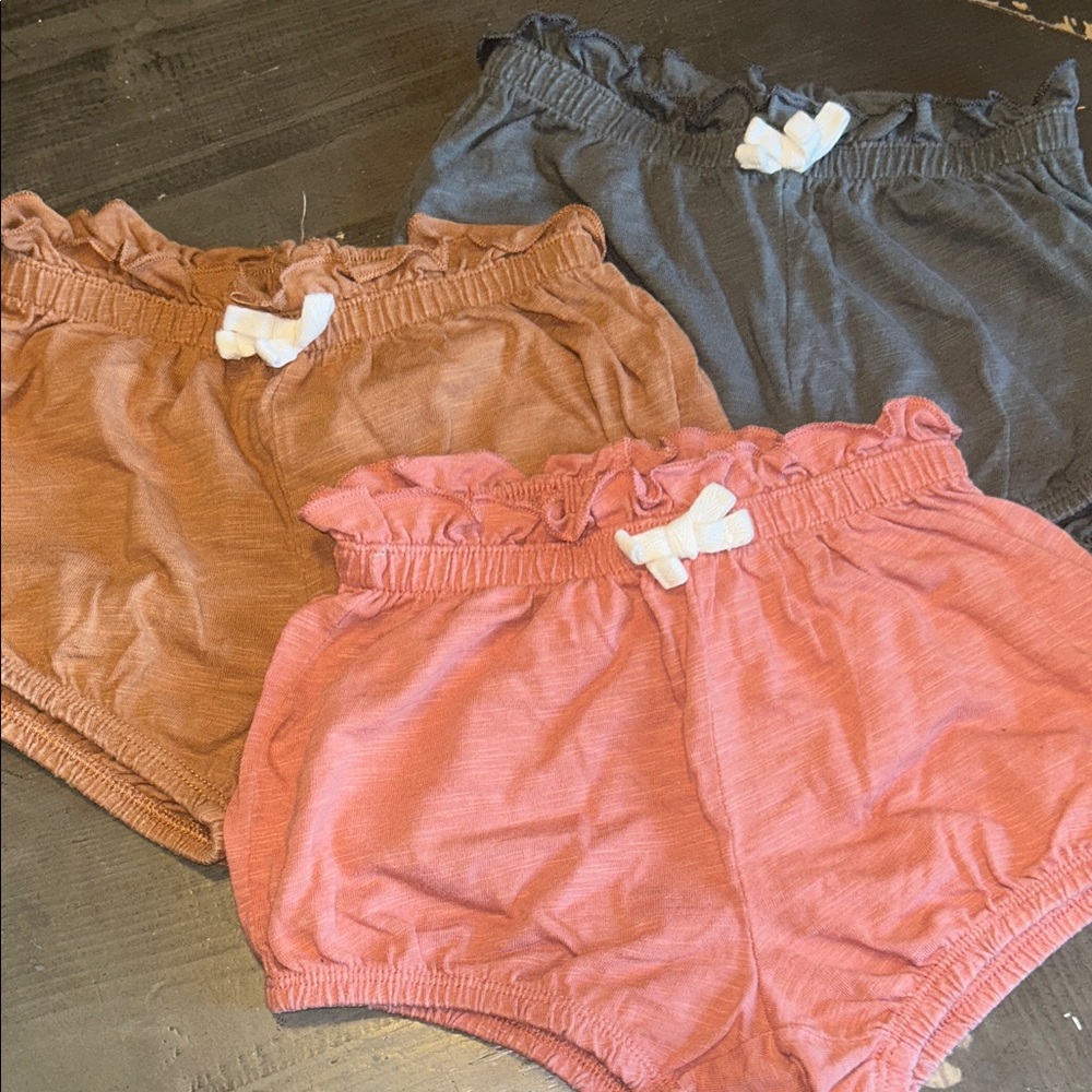 Kids Ruffle Shorts Set - Pink, Brown, Gray